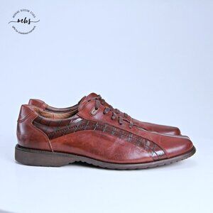 Stacy Adams Croc Leather Lace Up Dress Shoes Brown Men 12
